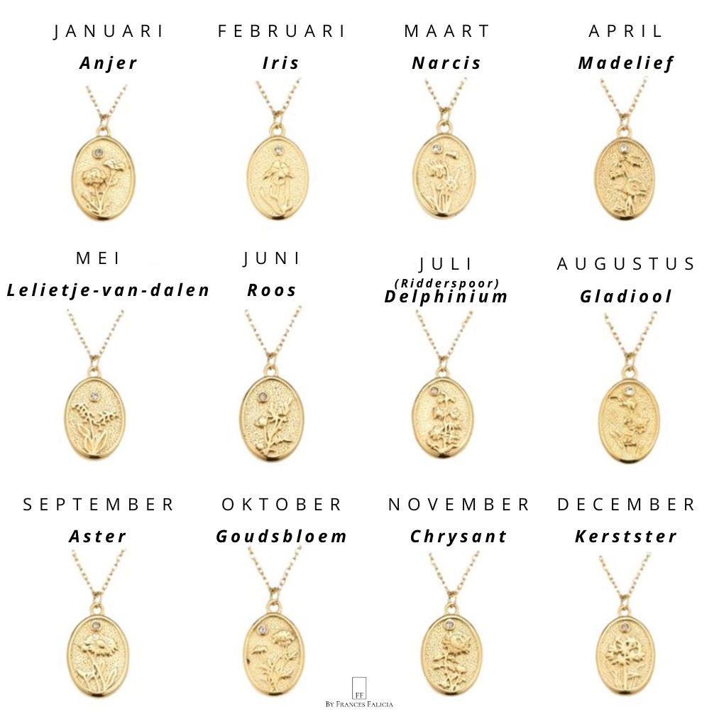 Geboortebloem ketting | birth flower ketting | Frances Falicia | Stainless steel sieraden